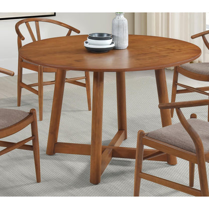 Coaster Furniture Dinah 108471 Round 47-inch Solid Wood Dining Table - Walnut IMAGE 2