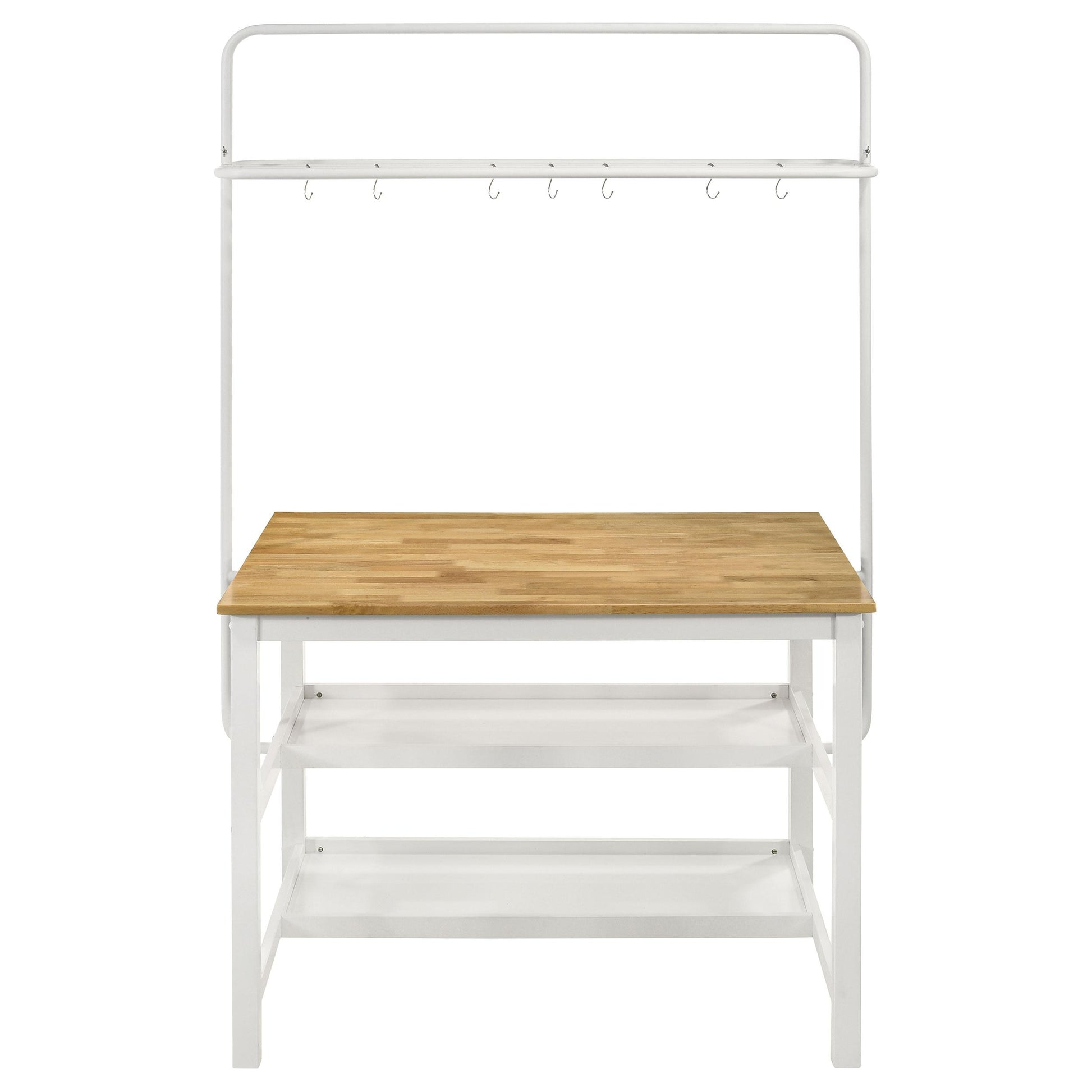 Coaster Furniture Edgeworth 122246 itchen Island Counter Table with Pot Rack - White IMAGE 3
