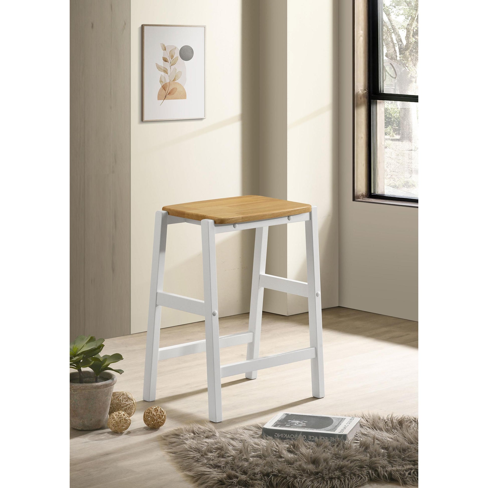 Coaster Furniture Edgeworth 122247 ood Backless Counter Stool - White IMAGE 2