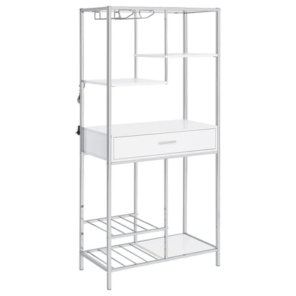Coaster Furniture Figueroa 182034 5-shelf LED Wine Storage Bar Cabinet - White High Gloss IMAGE 2