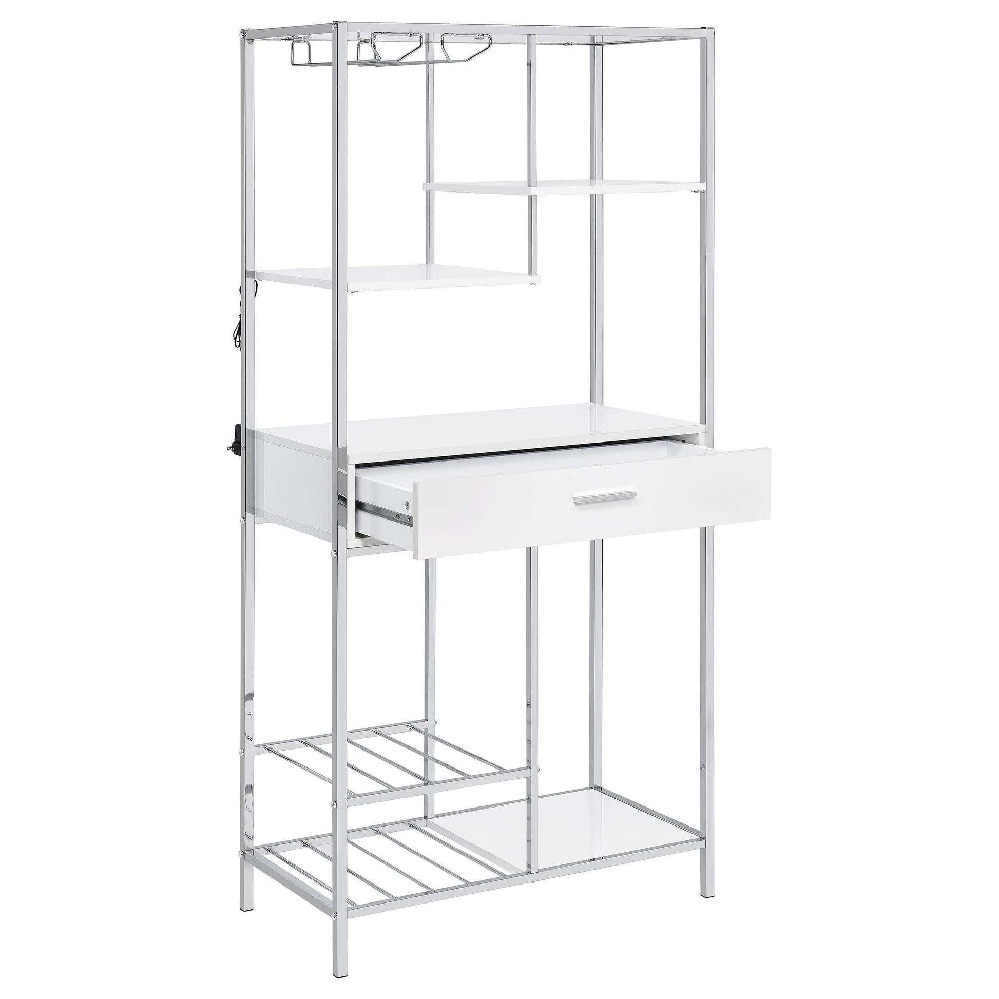 Coaster Furniture Figueroa 182034 5-shelf LED Wine Storage Bar Cabinet - White High Gloss IMAGE 3