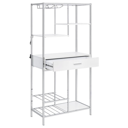 Coaster Furniture Figueroa 182034 5-shelf LED Wine Storage Bar Cabinet - White High Gloss IMAGE 3