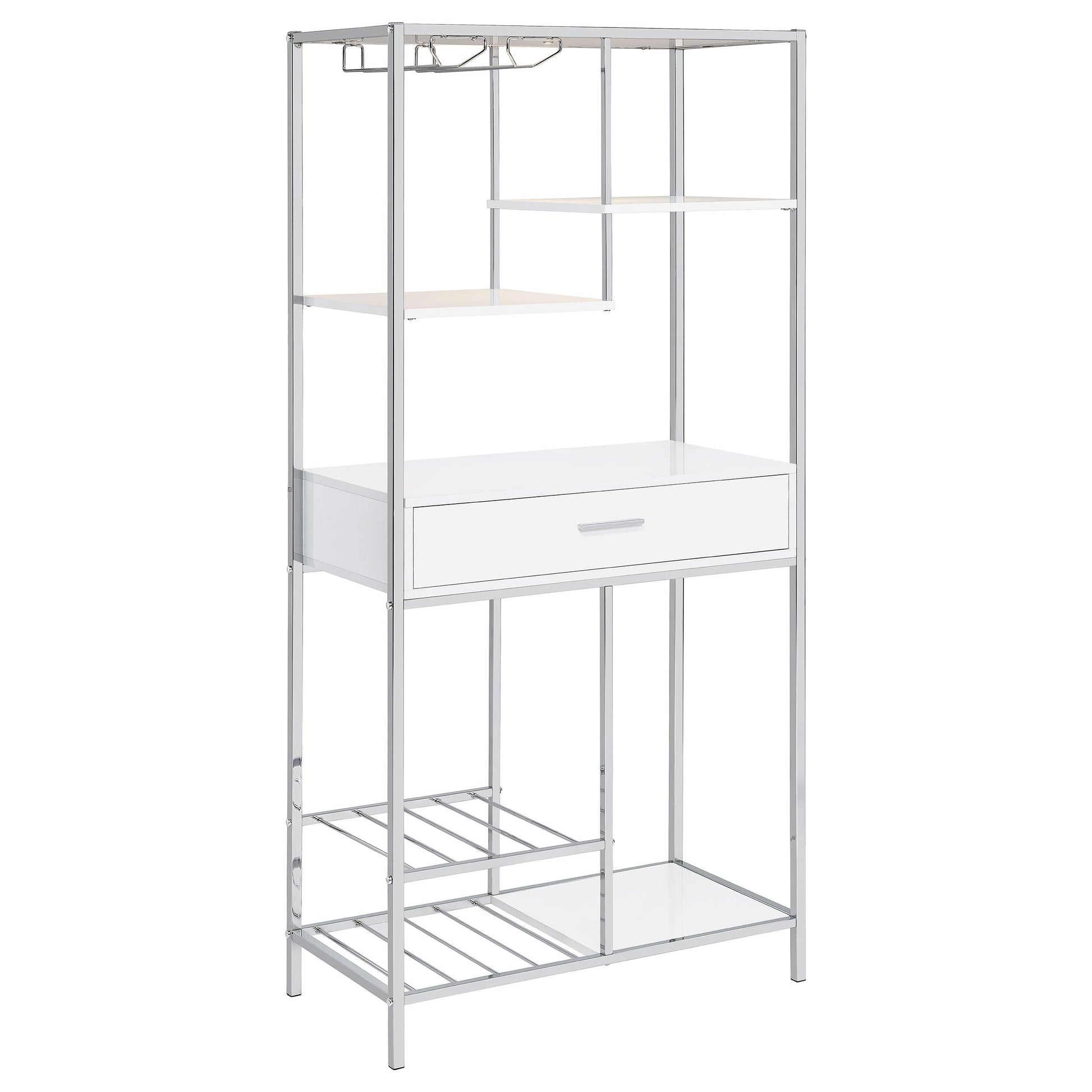 Coaster Furniture Figueroa 182034 5-shelf LED Wine Storage Bar Cabinet - White High Gloss IMAGE 4
