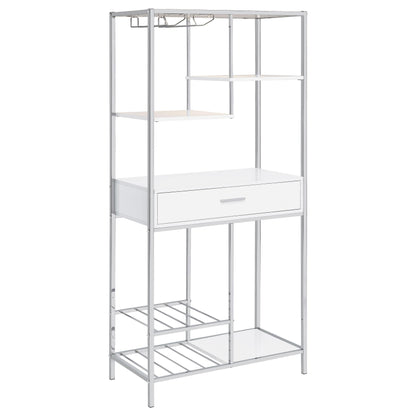 Coaster Furniture Figueroa 182034 5-shelf LED Wine Storage Bar Cabinet - White High Gloss IMAGE 4