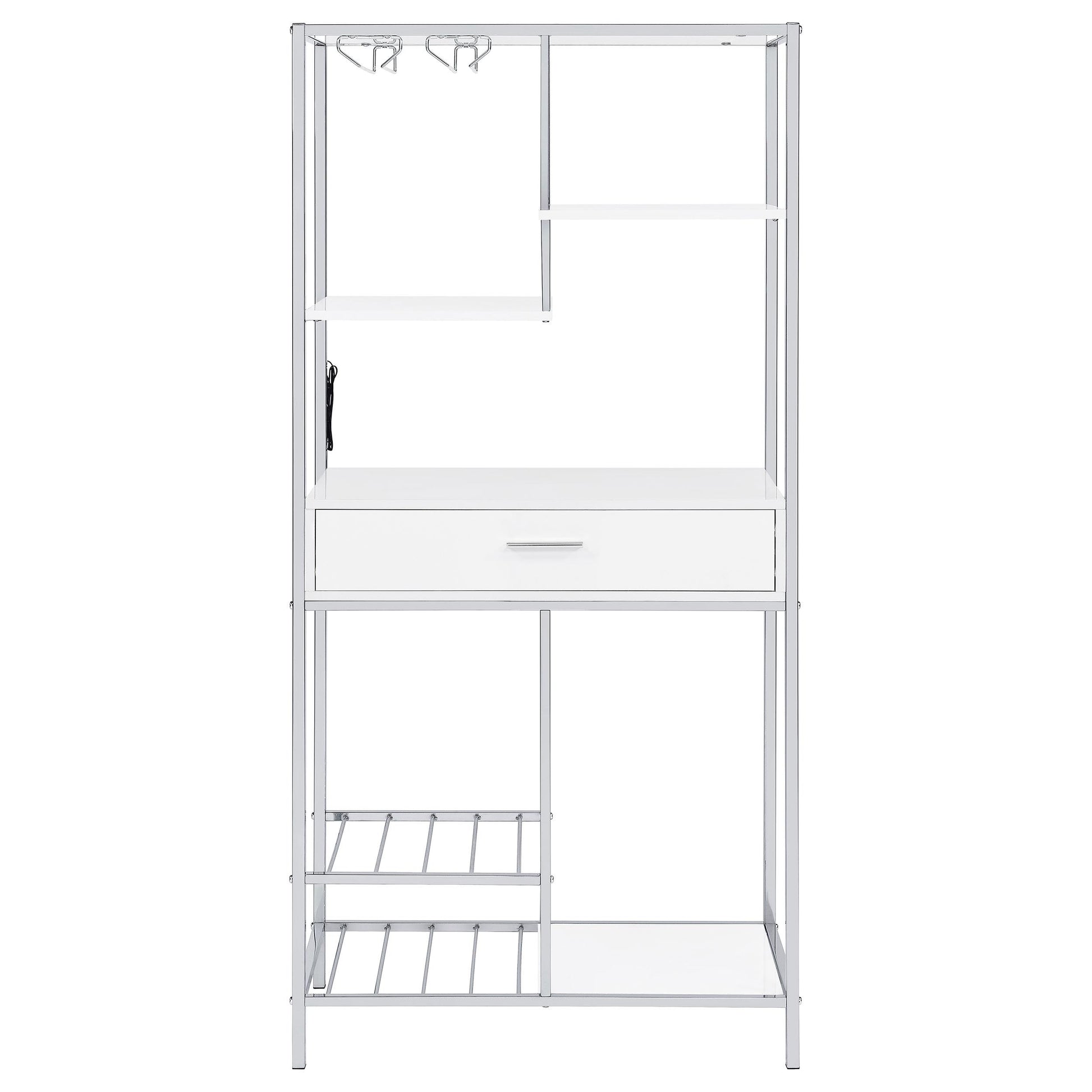 Coaster Furniture Figueroa 182034 5-shelf LED Wine Storage Bar Cabinet - White High Gloss IMAGE 5