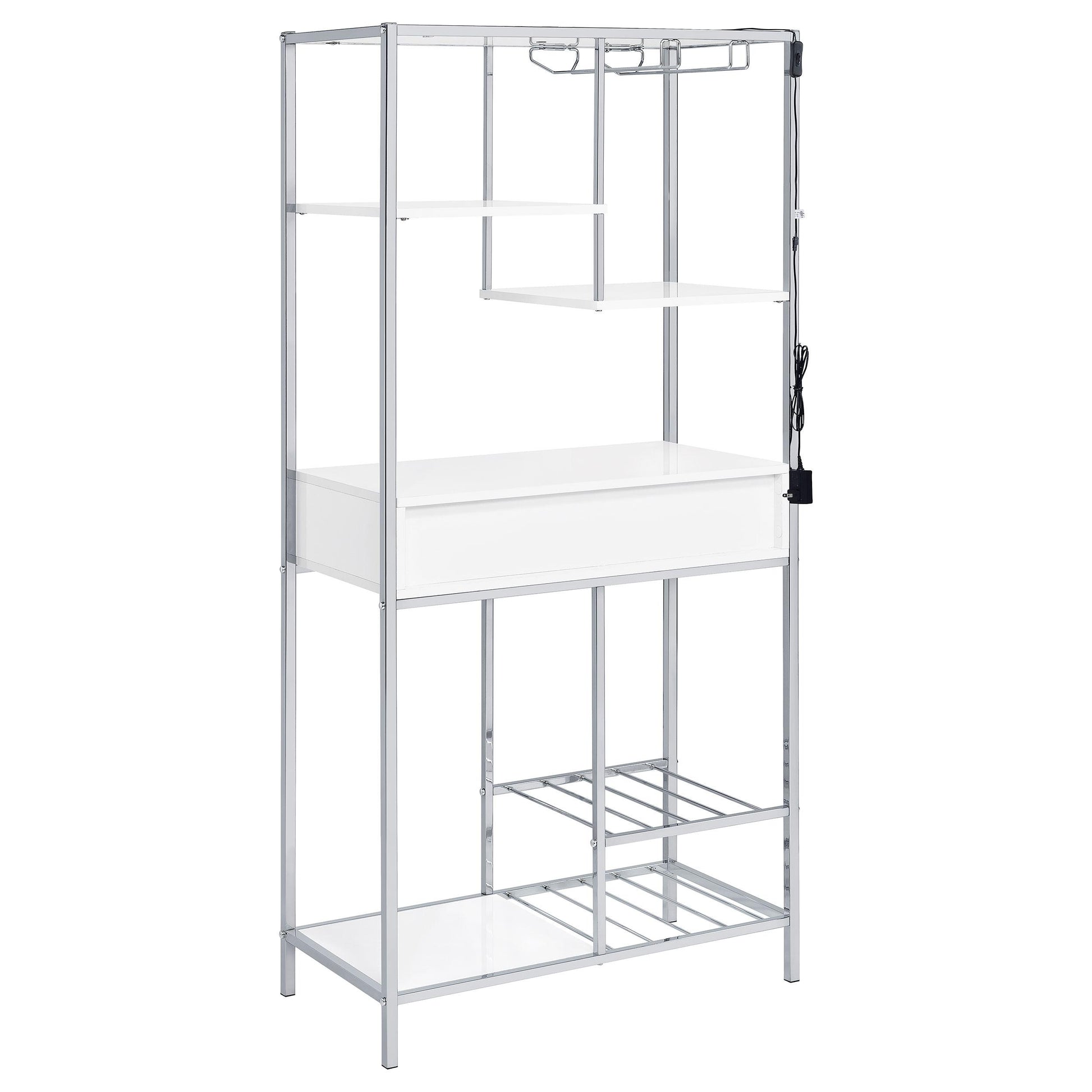 Coaster Furniture Figueroa 182034 5-shelf LED Wine Storage Bar Cabinet - White High Gloss IMAGE 7