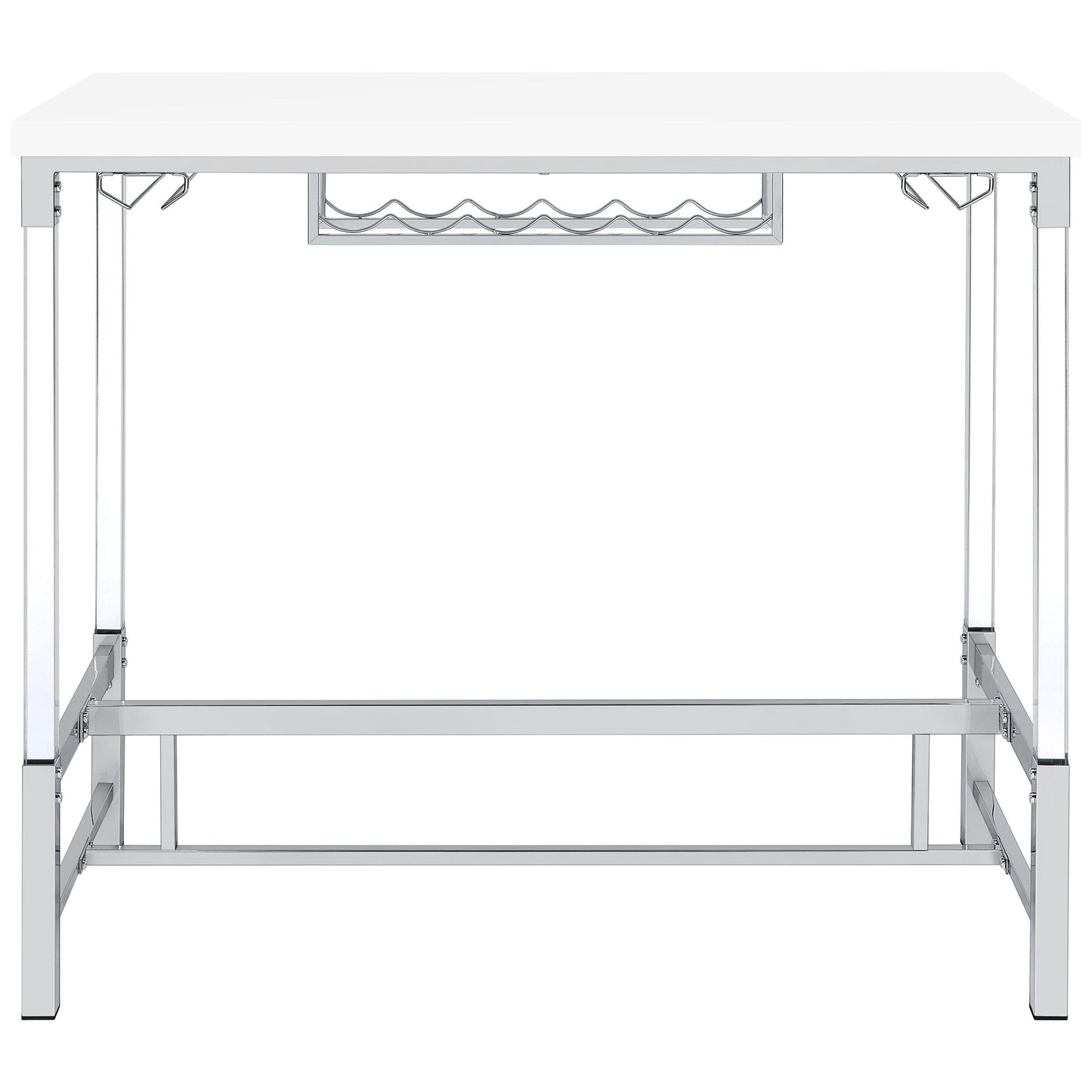 Coaster Furniture Norcrest 182101 47-inch Acrylic Leg Bar Table - White High Gloss IMAGE 3