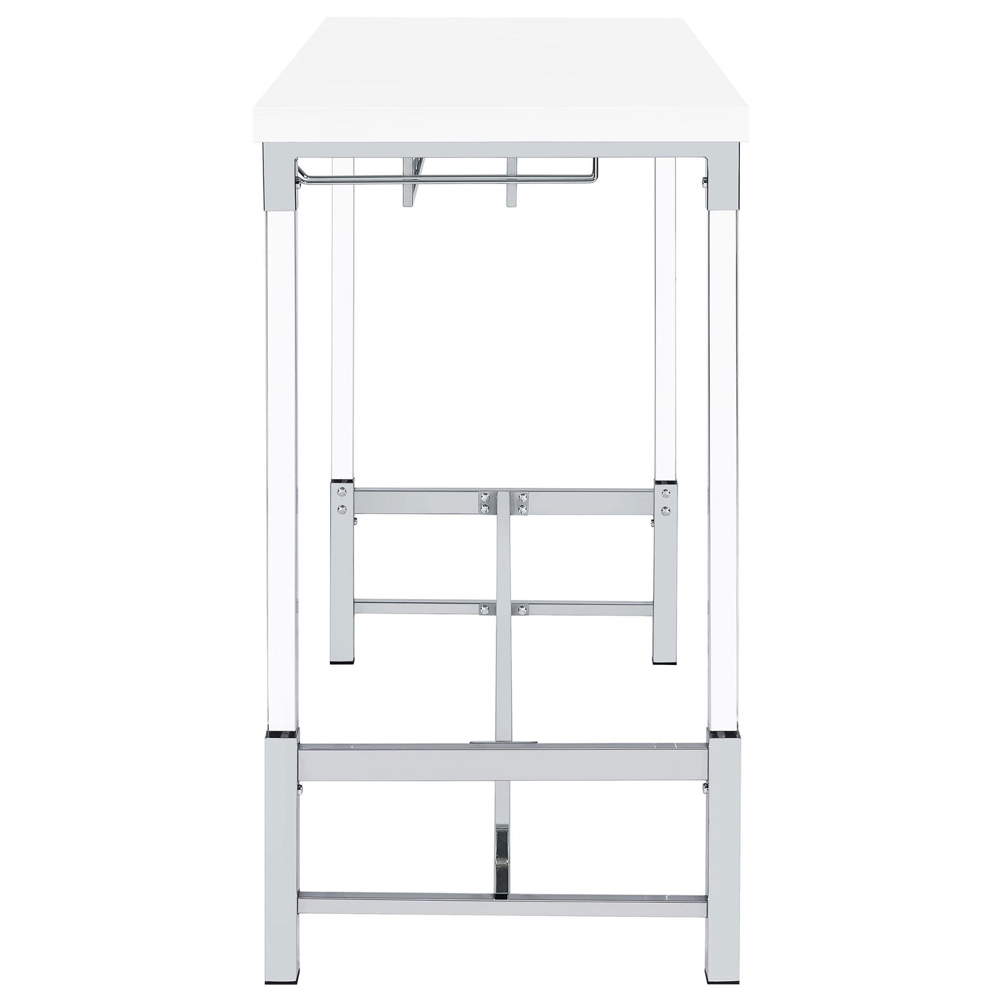 Coaster Furniture Norcrest 182101 47-inch Acrylic Leg Bar Table - White High Gloss IMAGE 5