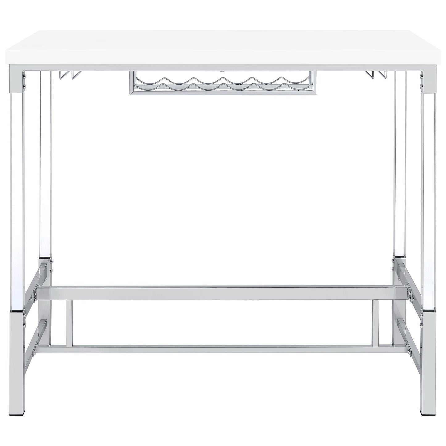Coaster Furniture Norcrest 182101 47-inch Acrylic Leg Bar Table - White High Gloss IMAGE 7