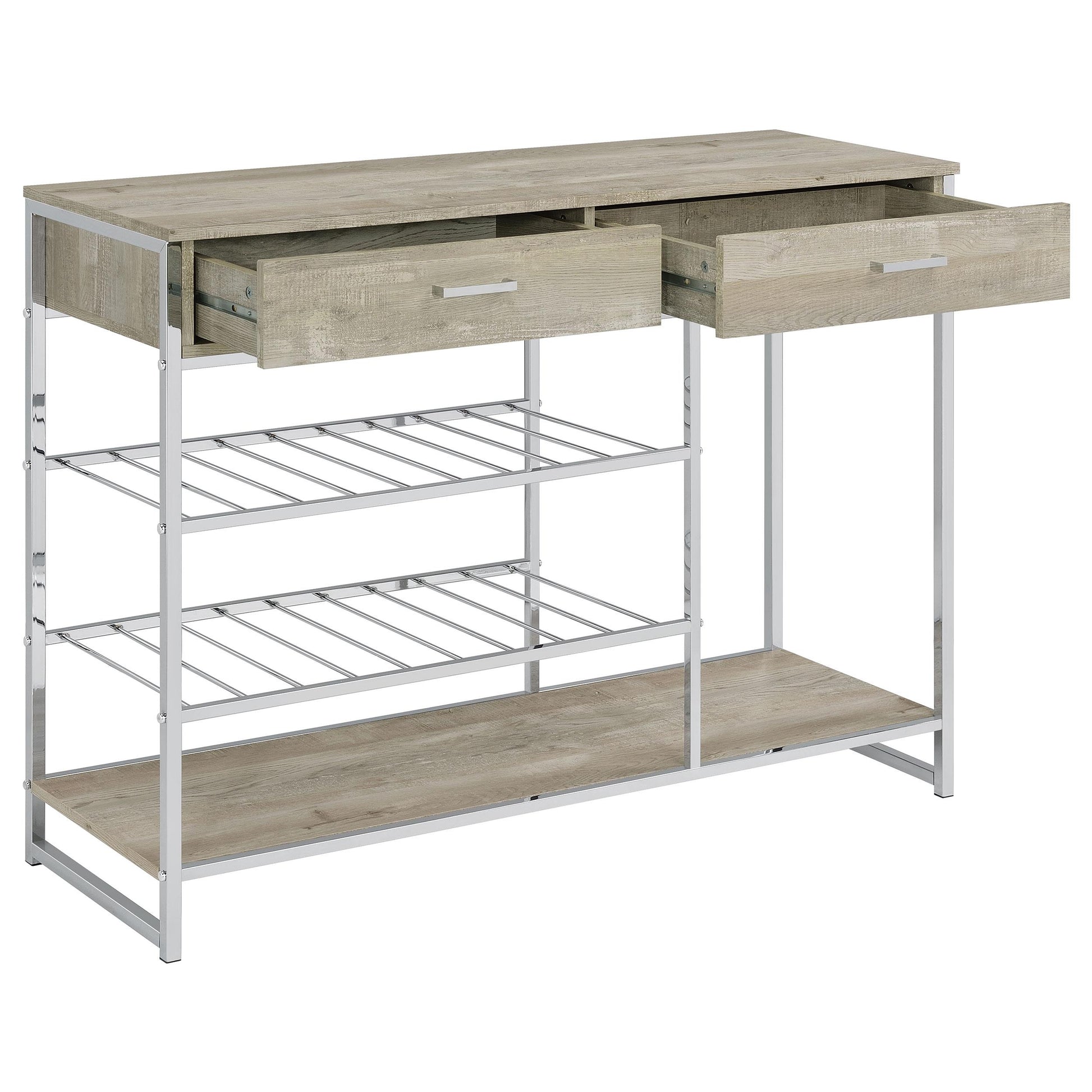 Coaster Furniture Melrose 182275 2-Drawer Home Bar Storage with Wine Rack - Grey IMAGE 3