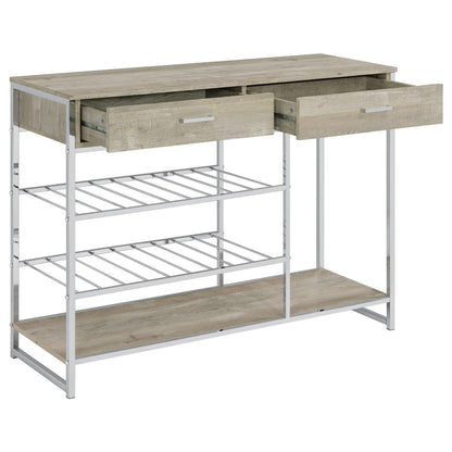 Coaster Furniture Melrose 182275 2-Drawer Home Bar Storage with Wine Rack - Grey IMAGE 3