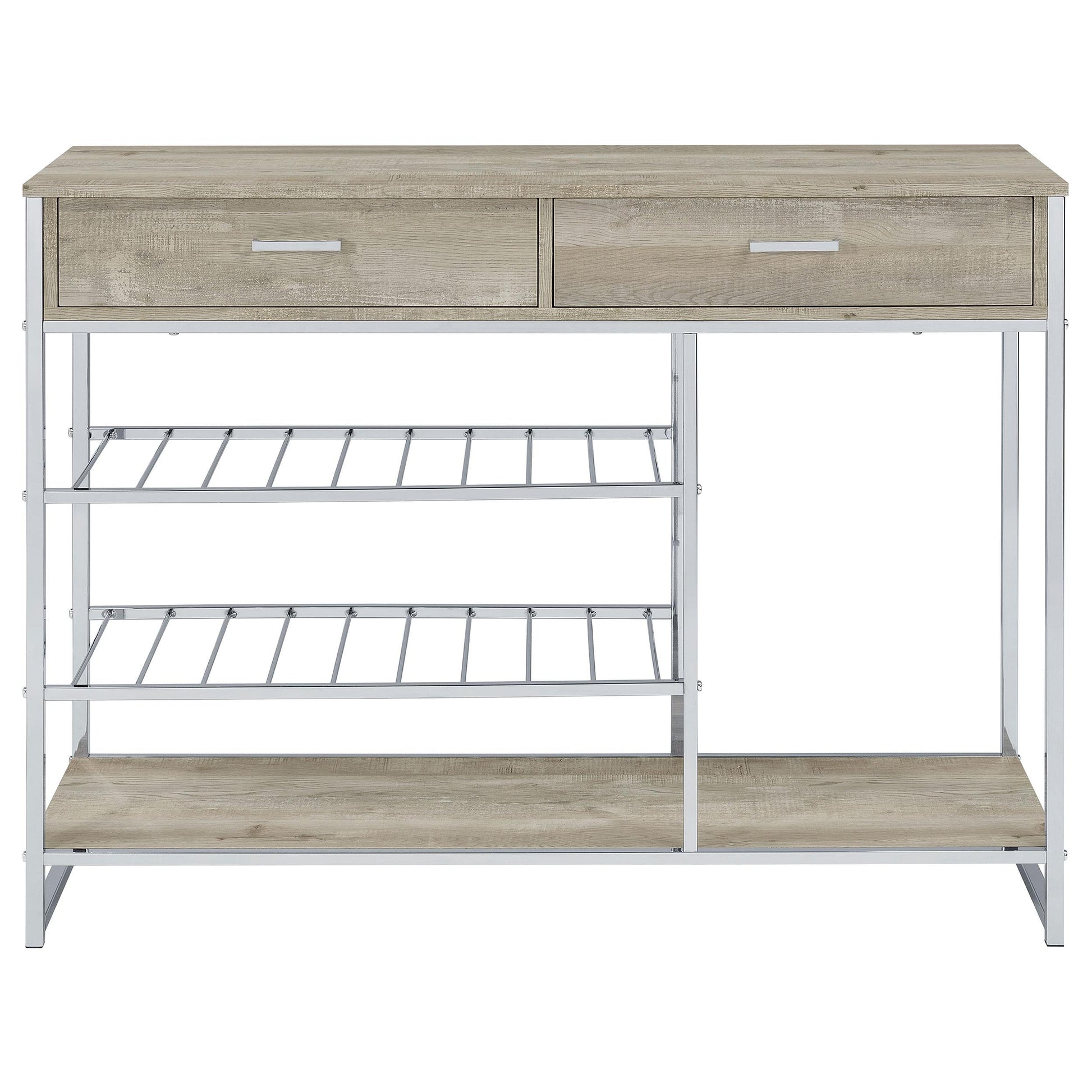 Coaster Furniture Melrose 182275 2-Drawer Home Bar Storage with Wine Rack - Grey IMAGE 4