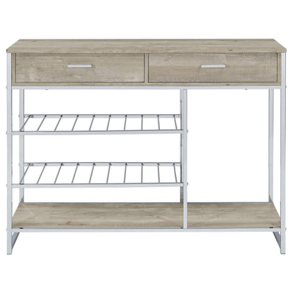 Coaster Furniture Melrose 182275 2-Drawer Home Bar Storage with Wine Rack - Grey IMAGE 4