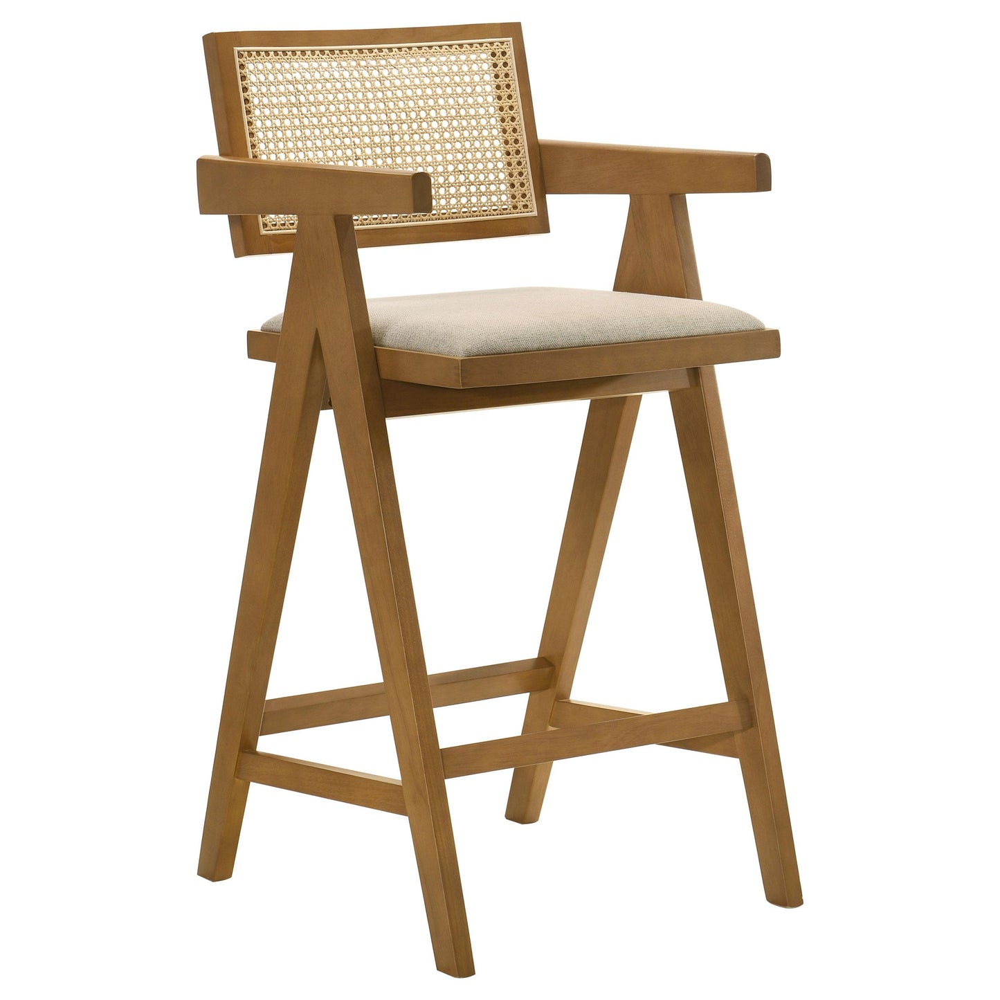  Coaster Furniture Kane 182677 Woven Rattan Wood Bar Chair - Light Walnut IMAGE 1