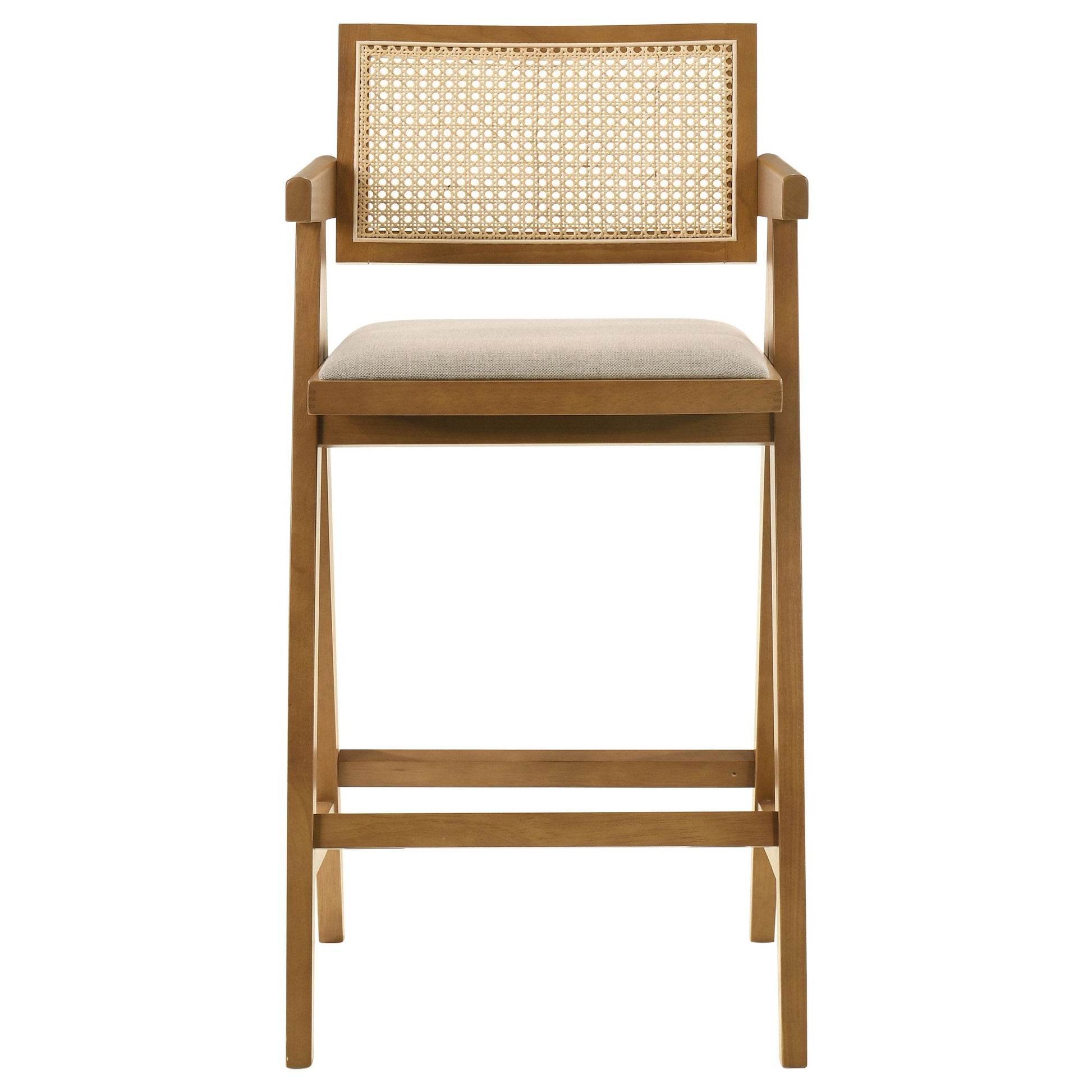  Coaster Furniture Kane 182677 Woven Rattan Wood Bar Chair - Light Walnut IMAGE 3