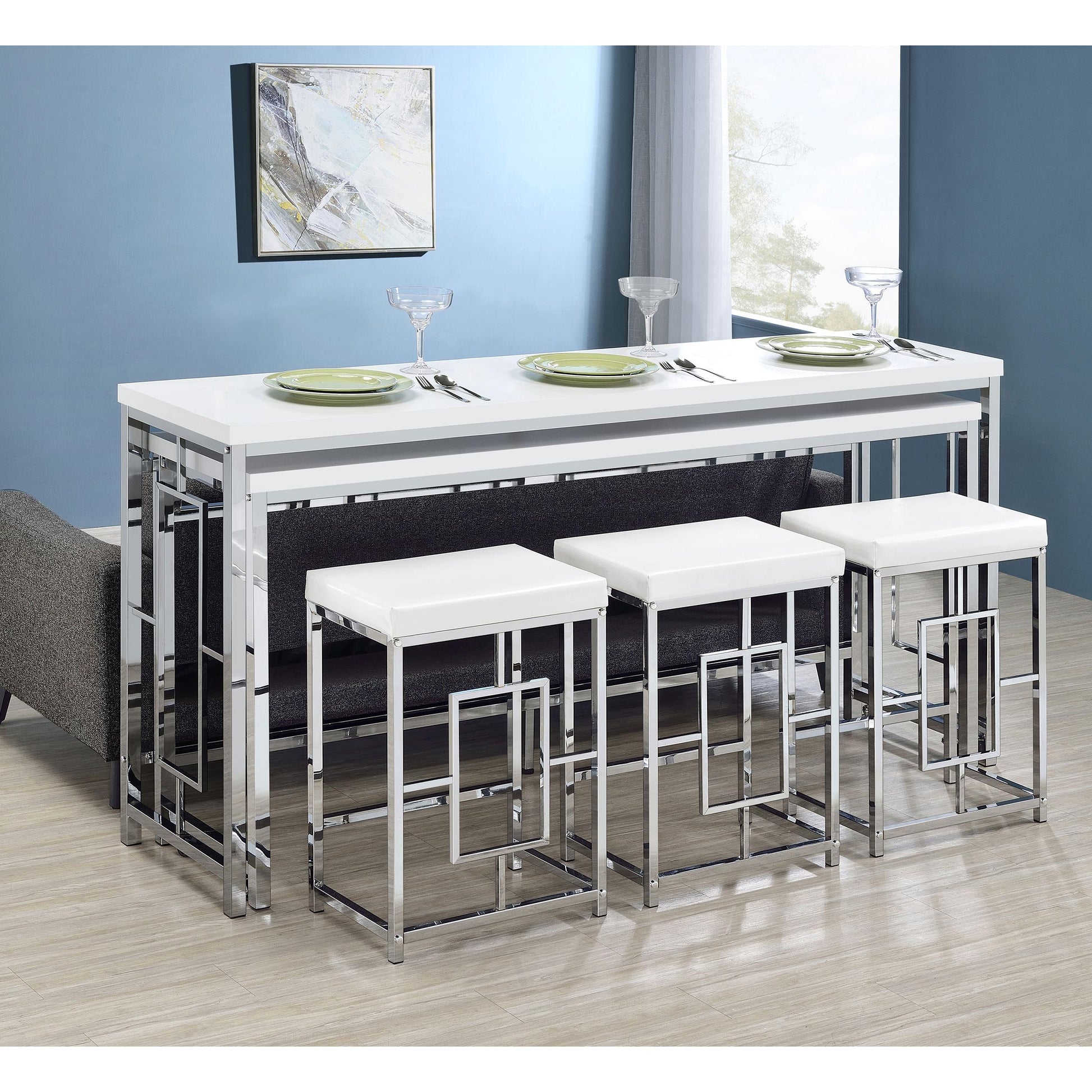 Coaster Furniture Jackson 182715 5-piece Multipurpose Counter Height Table Set - White IMAGE 15