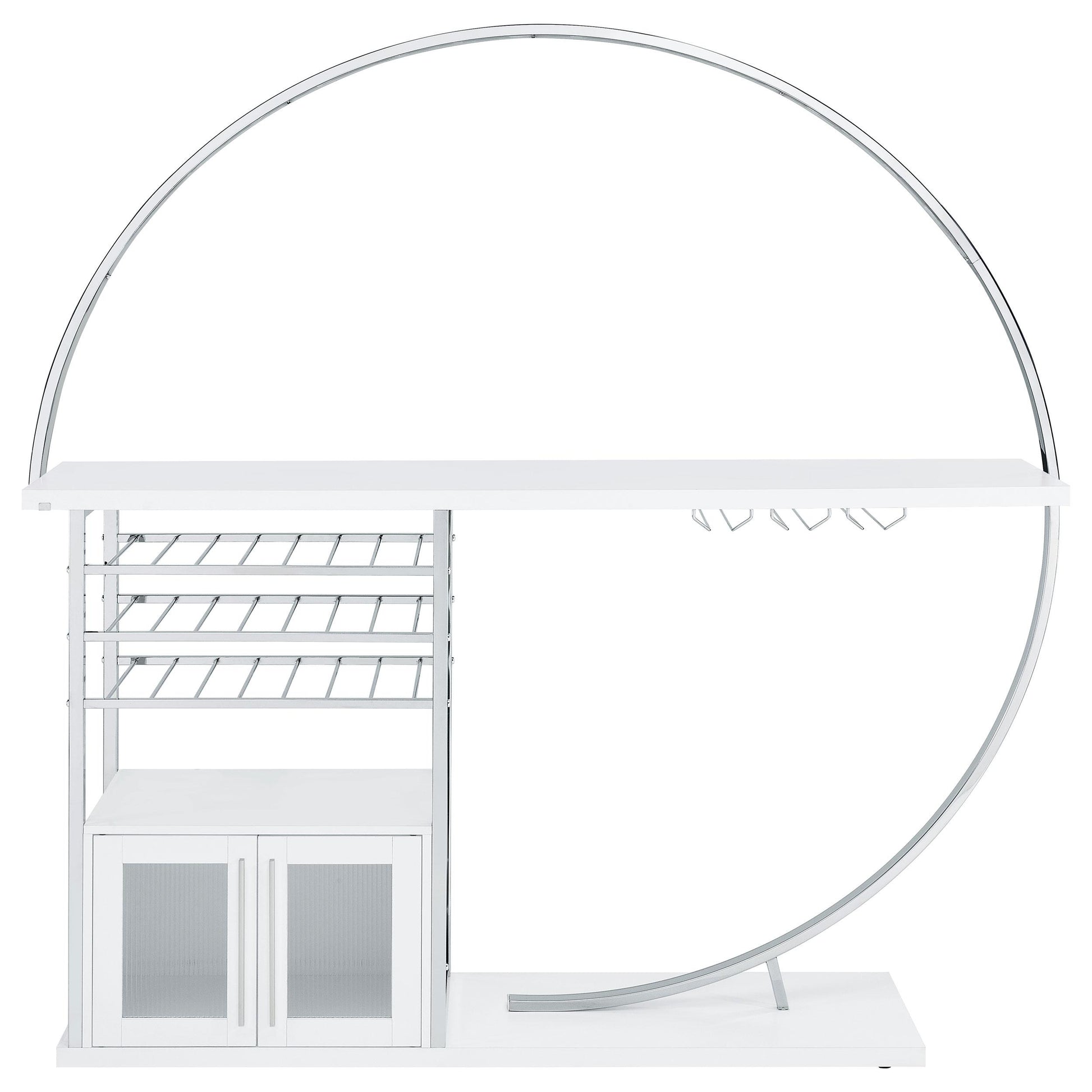 Coaster Furniture Risley 182798 2-door Circular LED Home Bar Cabinet - White High Gloss IMAGE 13