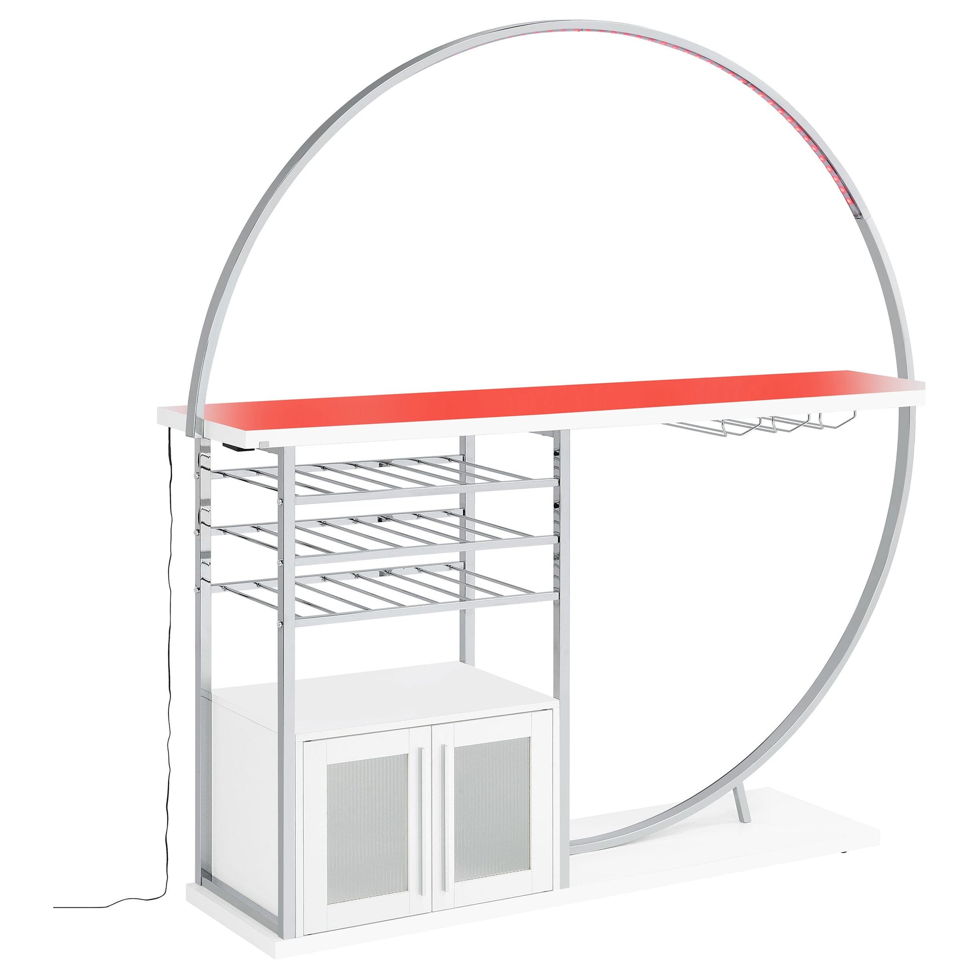 Coaster Furniture Risley 182798 2-door Circular LED Home Bar Cabinet - White High Gloss IMAGE 4