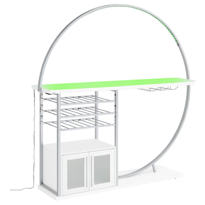 Coaster Furniture Risley 182798 2-door Circular LED Home Bar Cabinet - White High Gloss IMAGE 7
