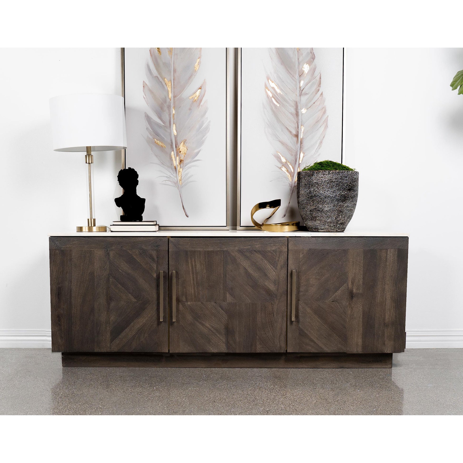  Coaster Furniture Dennis 190655 3-door Marble Top Sideboard Buffet - Tobacco Grey IMAGE 7