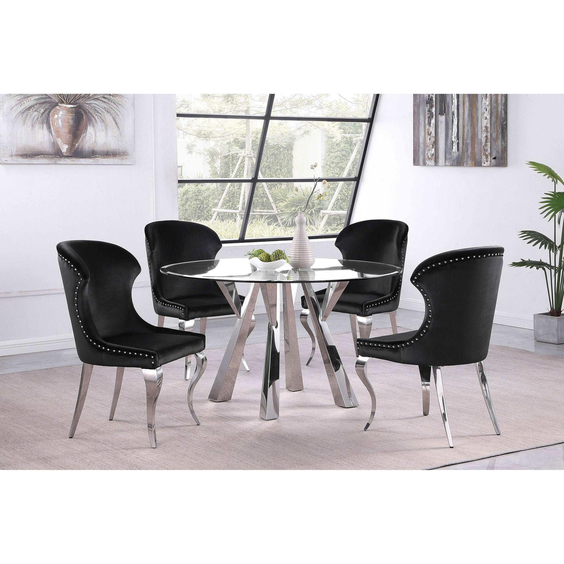 Coaster Furniture Alaia 190710 Round 51-inch Clear Glass Top Dining Table - Chrome IMAGE 4