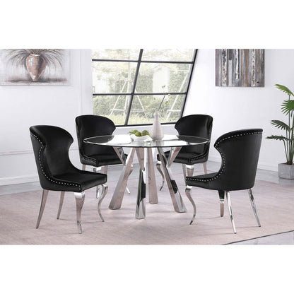 Coaster Furniture Alaia 190710 Round 51-inch Clear Glass Top Dining Table - Chrome IMAGE 4