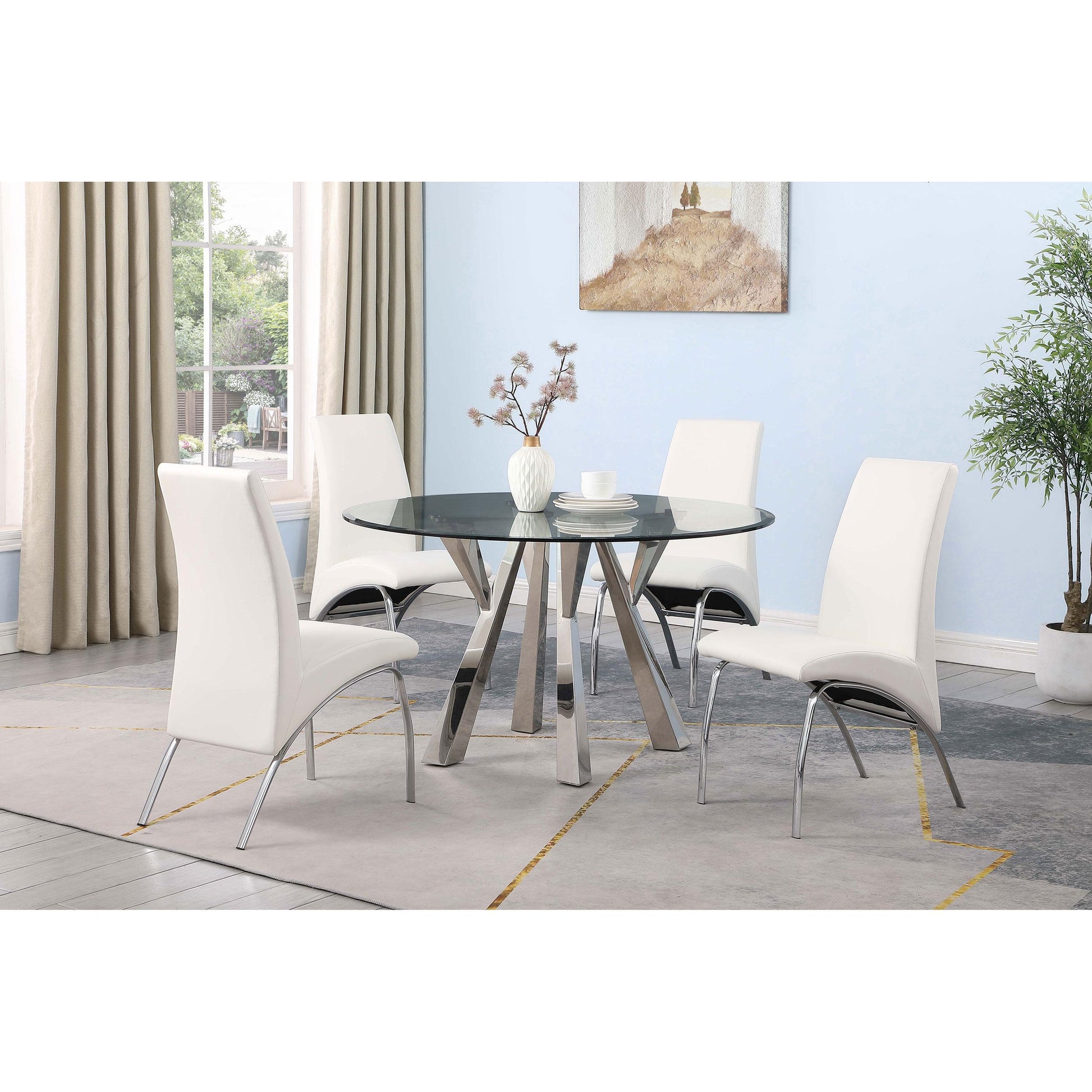 Coaster Furniture Alaia 190710 Round 51-inch Clear Glass Top Dining Table - Chrome IMAGE 6