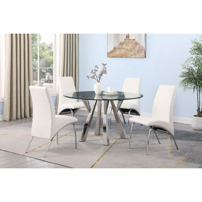 Coaster Furniture Alaia 190710 Round 51-inch Clear Glass Top Dining Table - Chrome IMAGE 6