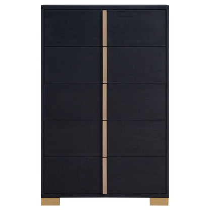  Coaster Furniture Marceline 222835 5-Drawer Bedroom Chest - Black IMAGE 3