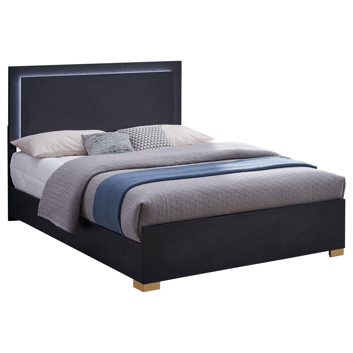  Coaster Furniture Marceline 222831F Wood Full LED Panel Bed - Black IMAGE 4