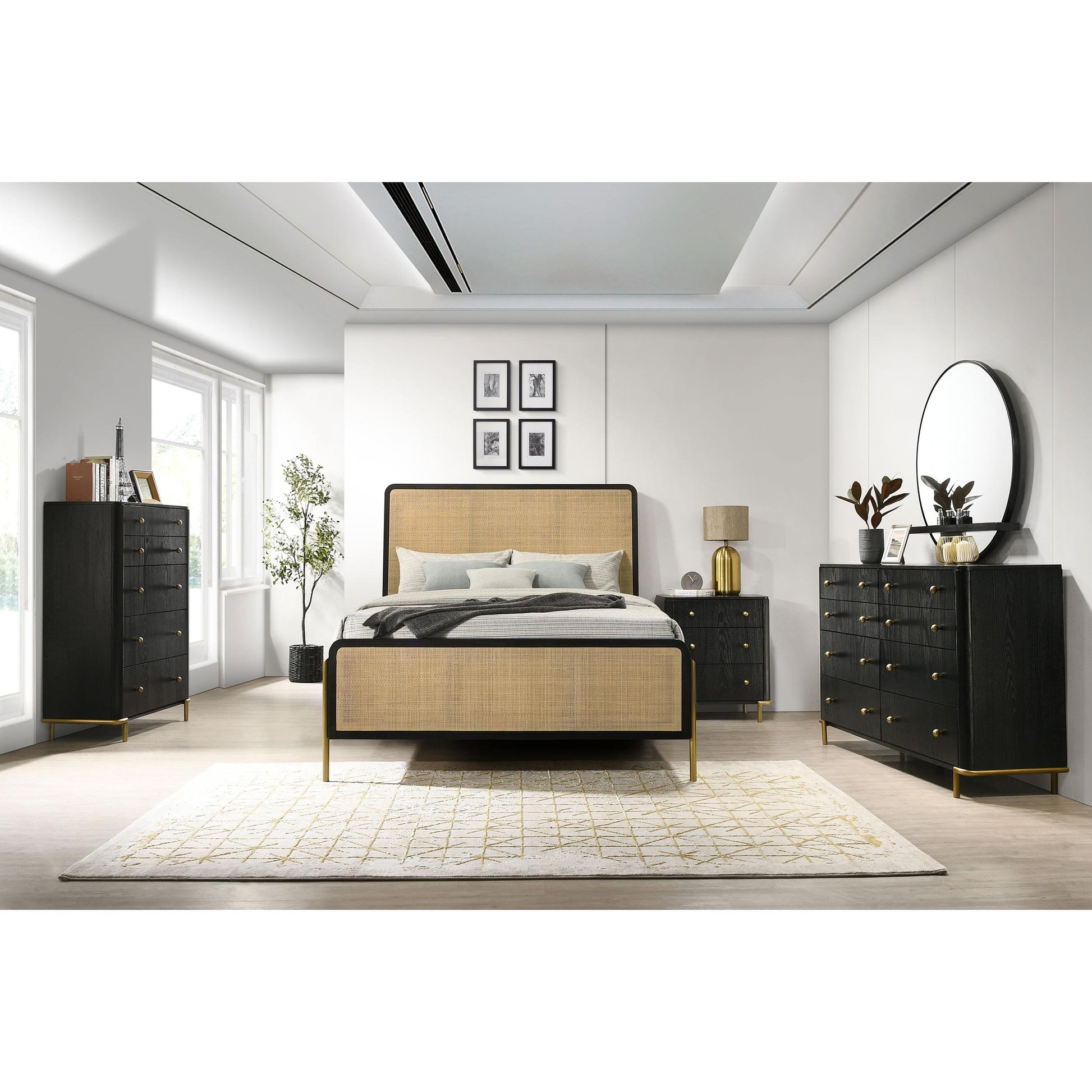 Coaster Furniture Arini 224330Q Rattan Queen Panel Bed - Black and Natural IMAGE 5