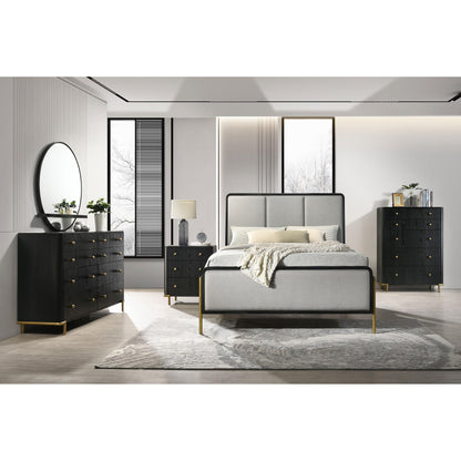 Coaster Furniture Arini 224331Q Upholstered Queen Panel Bed - Black and Grey IMAGE 5