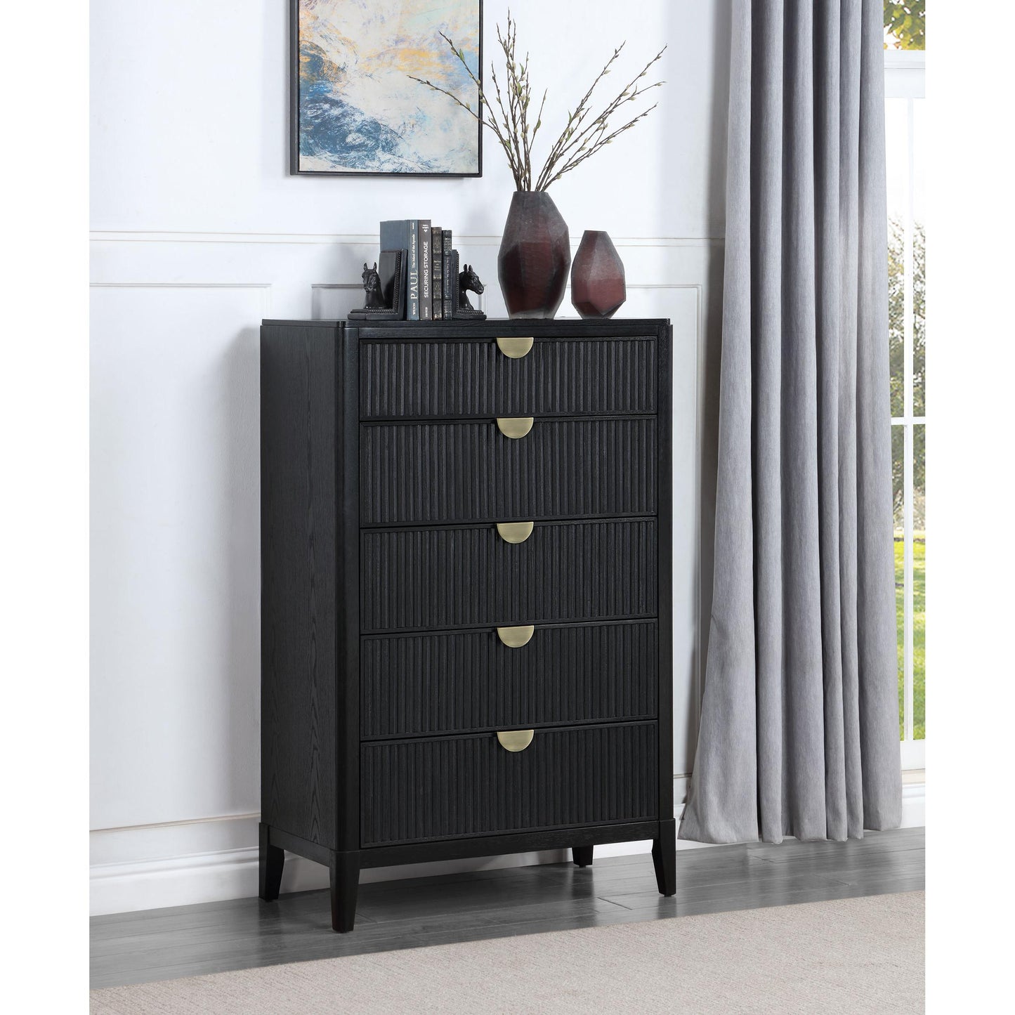 Coaster Furniture Brookmead 224715 5-Drawer Bedroom Chest - Black IMAGE 2