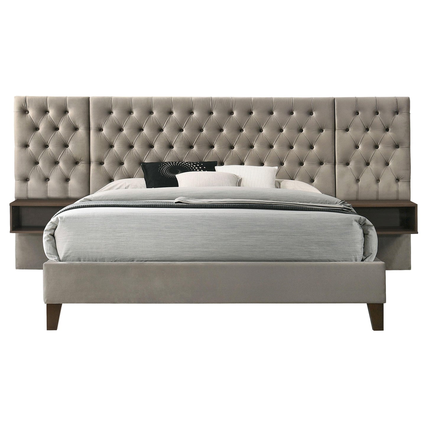 Coaster Furniture Marley 300833Q Upholstered Queen Wall Panel Bed - Light Brown IMAGE 3