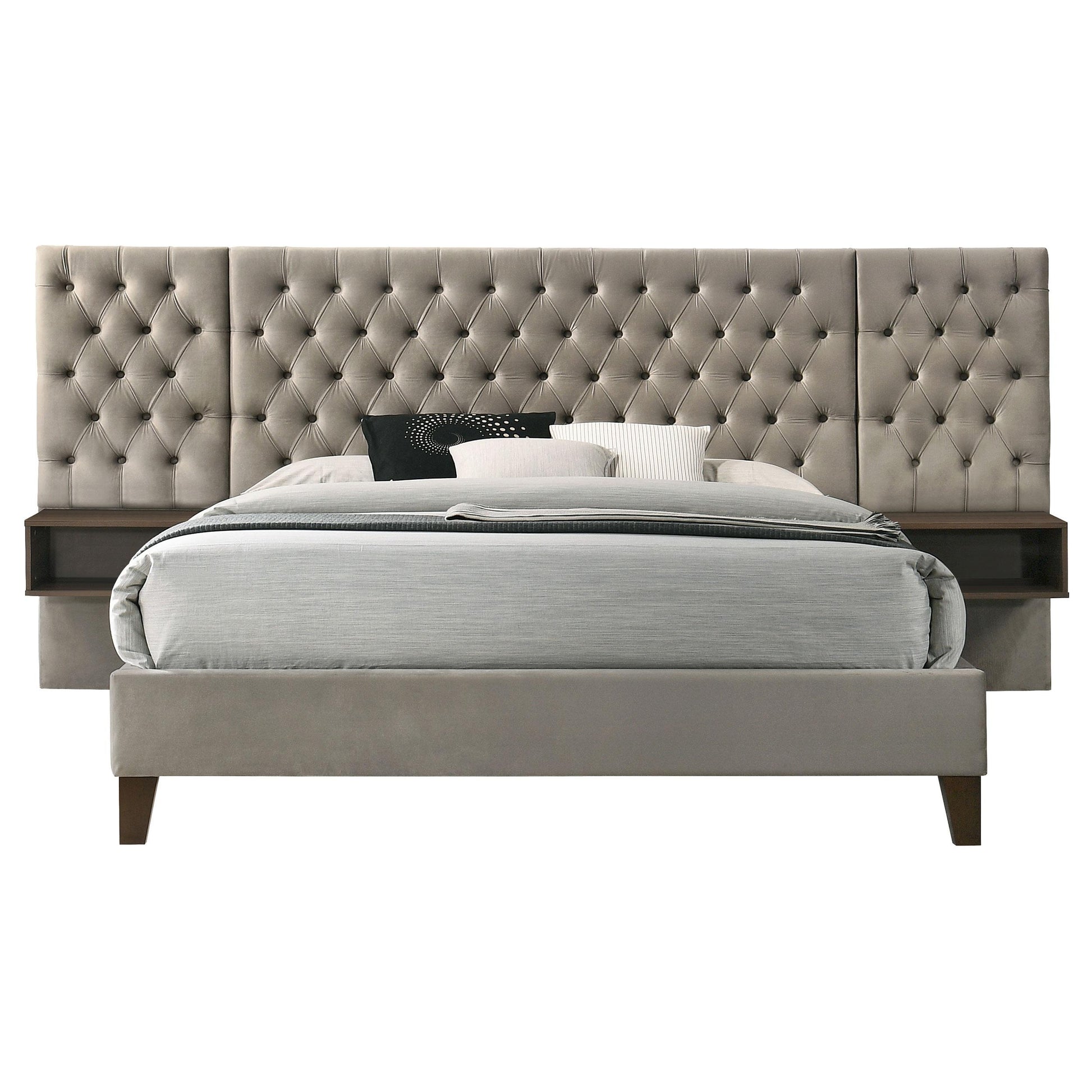 Coaster Furniture Marley 300833Q Upholstered Queen Wall Panel Bed - Light Brown IMAGE 3