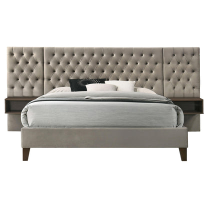 Coaster Furniture Marley 300833Q Upholstered Queen Wall Panel Bed - Light Brown IMAGE 3