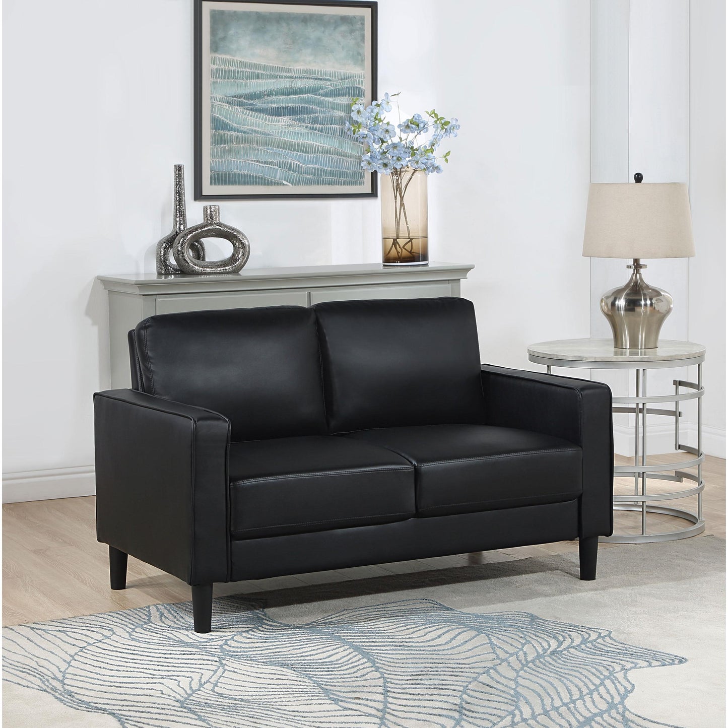  Coaster Furniture Ruth 508362 Upholstered Track Arm Loveseat - Black IMAGE 2