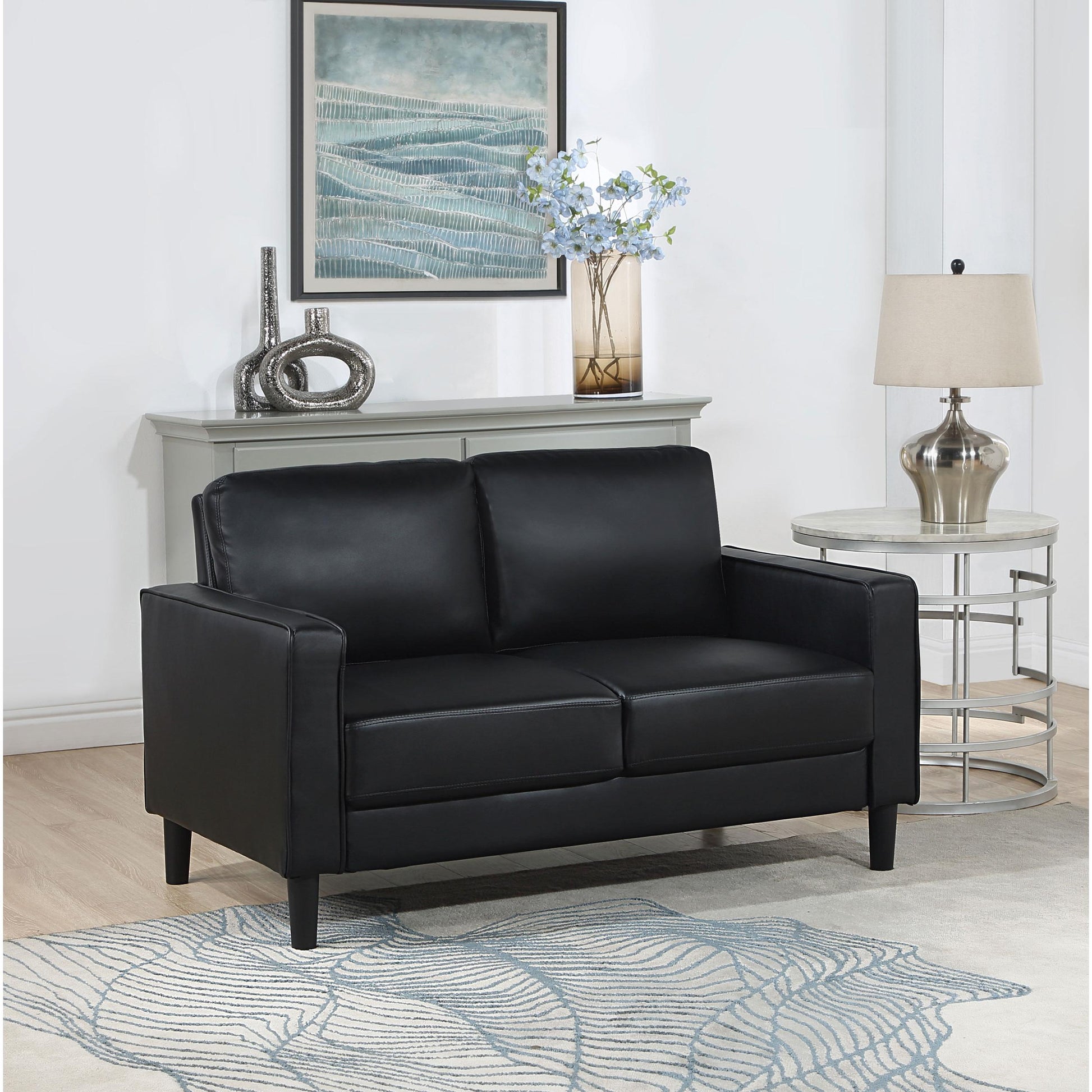  Coaster Furniture Ruth 508362 Upholstered Track Arm Loveseat - Black IMAGE 2