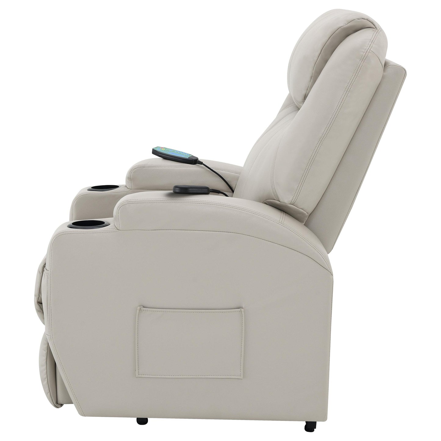 Coaster Furniture Sanger 600497P Upholstered Power Lift Massage Recliner - Champagne IMAGE 6