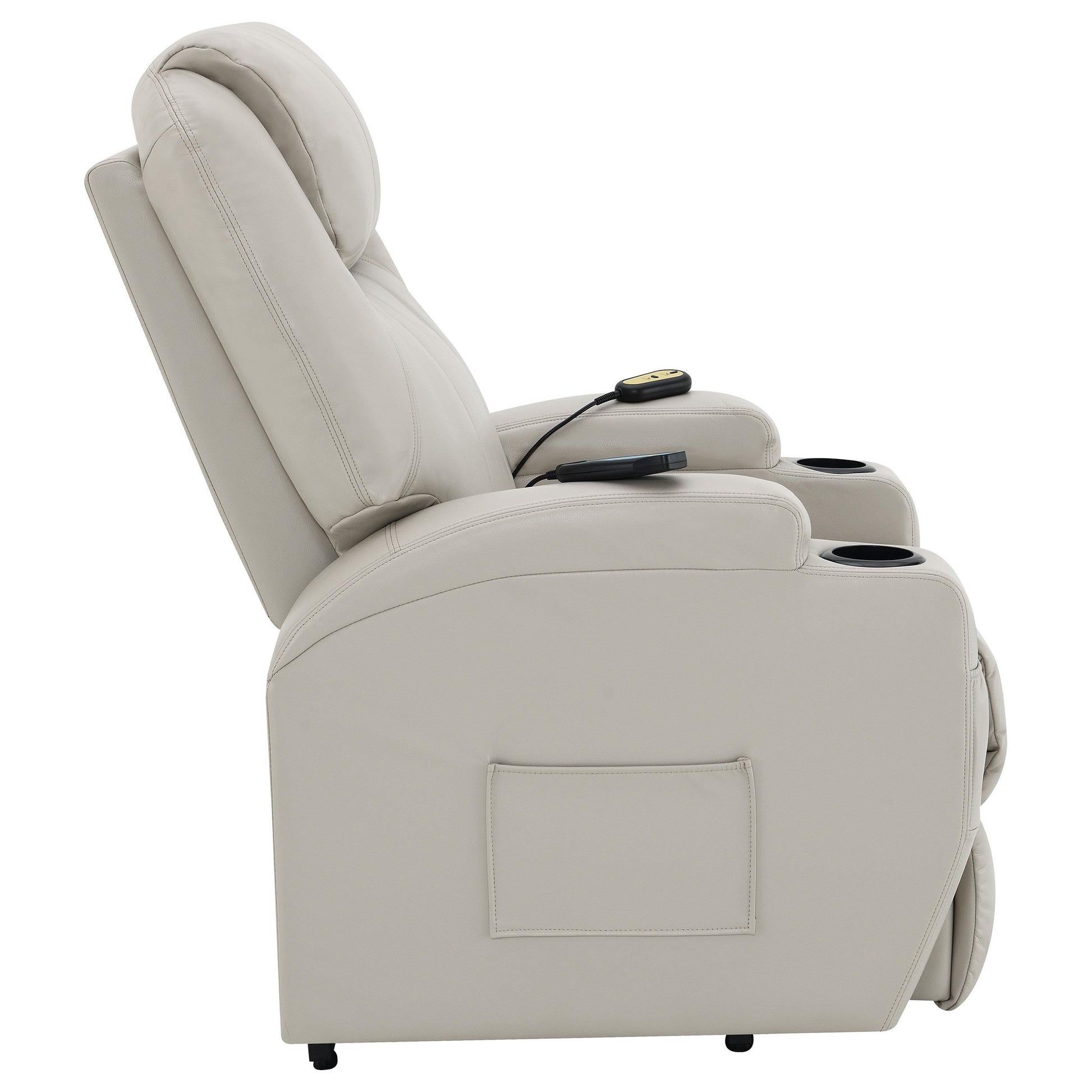 Coaster Furniture Sanger 600497P Upholstered Power Lift Massage Recliner - Champagne IMAGE 9