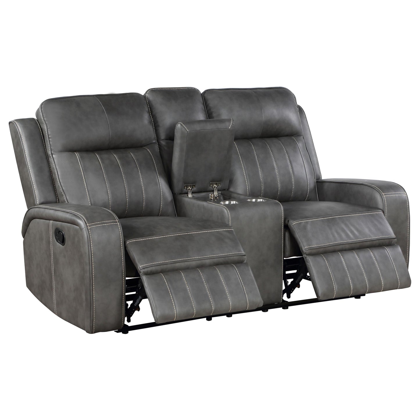 Coaster Furniture Raelynn 603192 Upholstered Track Arm Motion Loveseat - Grey IMAGE 3