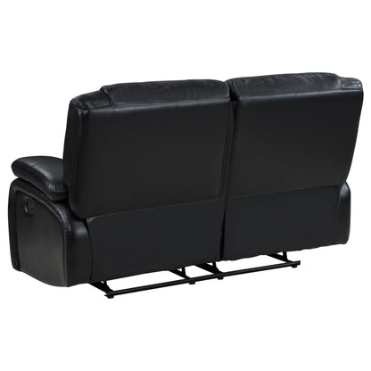 Coaster Furniture Camila 610245 Upholstered Motion Reclining Loveseat - Black IMAGE 6