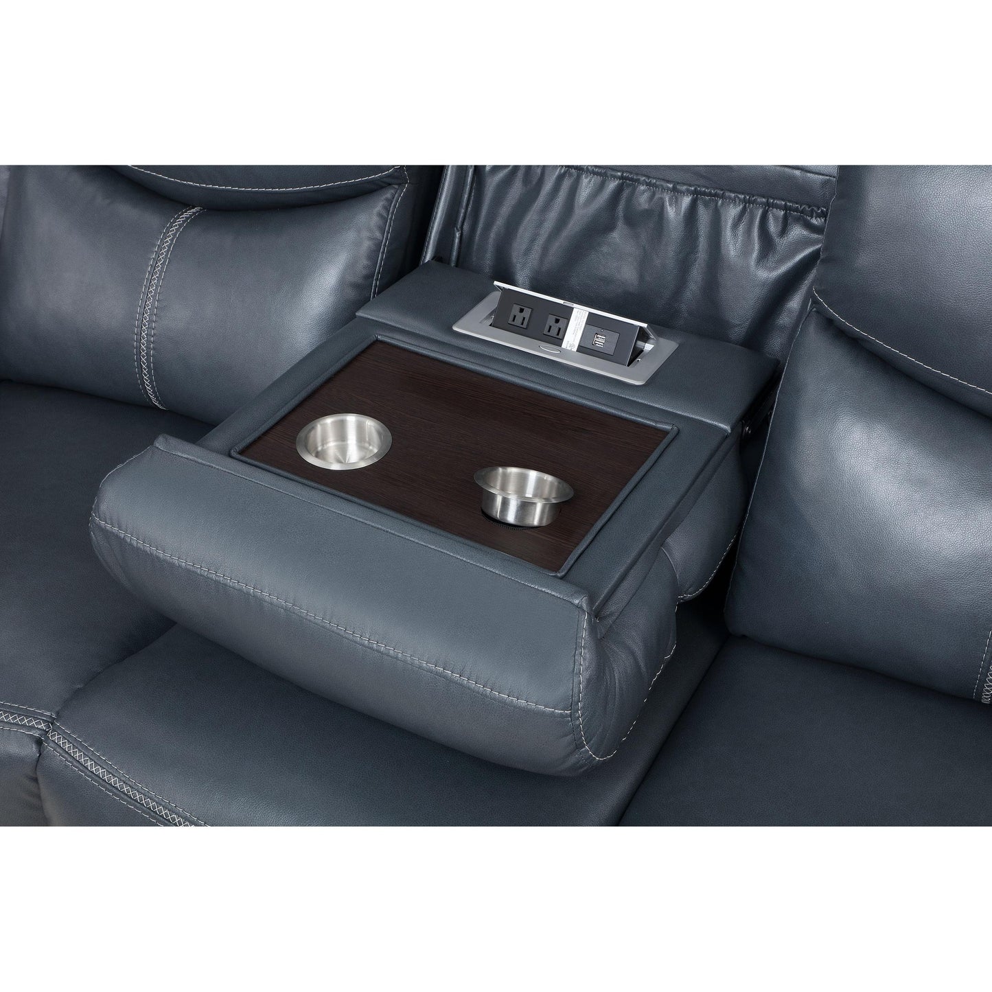 Coaster Furniture Sloane 610271 Upholstered Padded Arm Reclining Sofa - Blue IMAGE 10