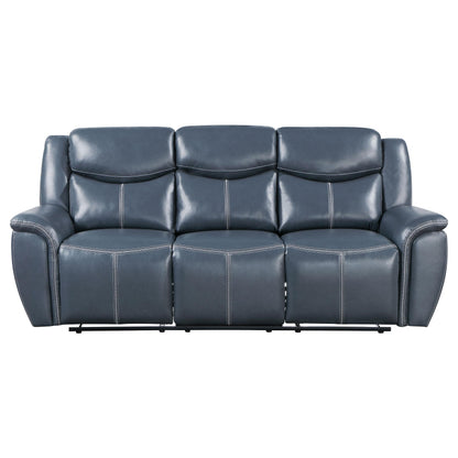 Coaster Furniture Sloane 610271 Upholstered Padded Arm Reclining Sofa - Blue IMAGE 4