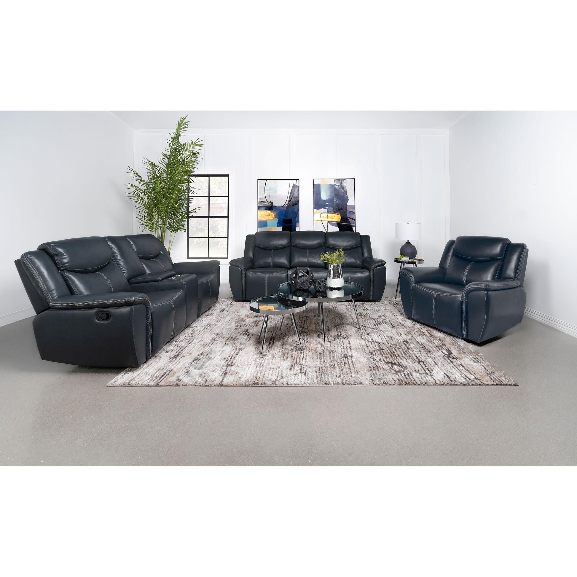Coaster Furniture Sloane 610273 Upholstered Padded Arm Recliner Chair - Blue IMAGE 8