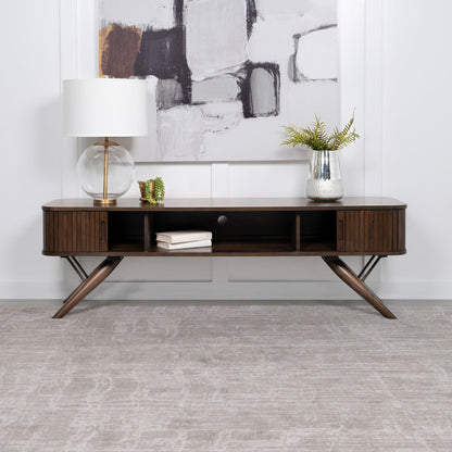 Coaster Furniture Valna 701713 Wood 71" TV Stand with Sliding Doors - Walnut IMAGE 2
