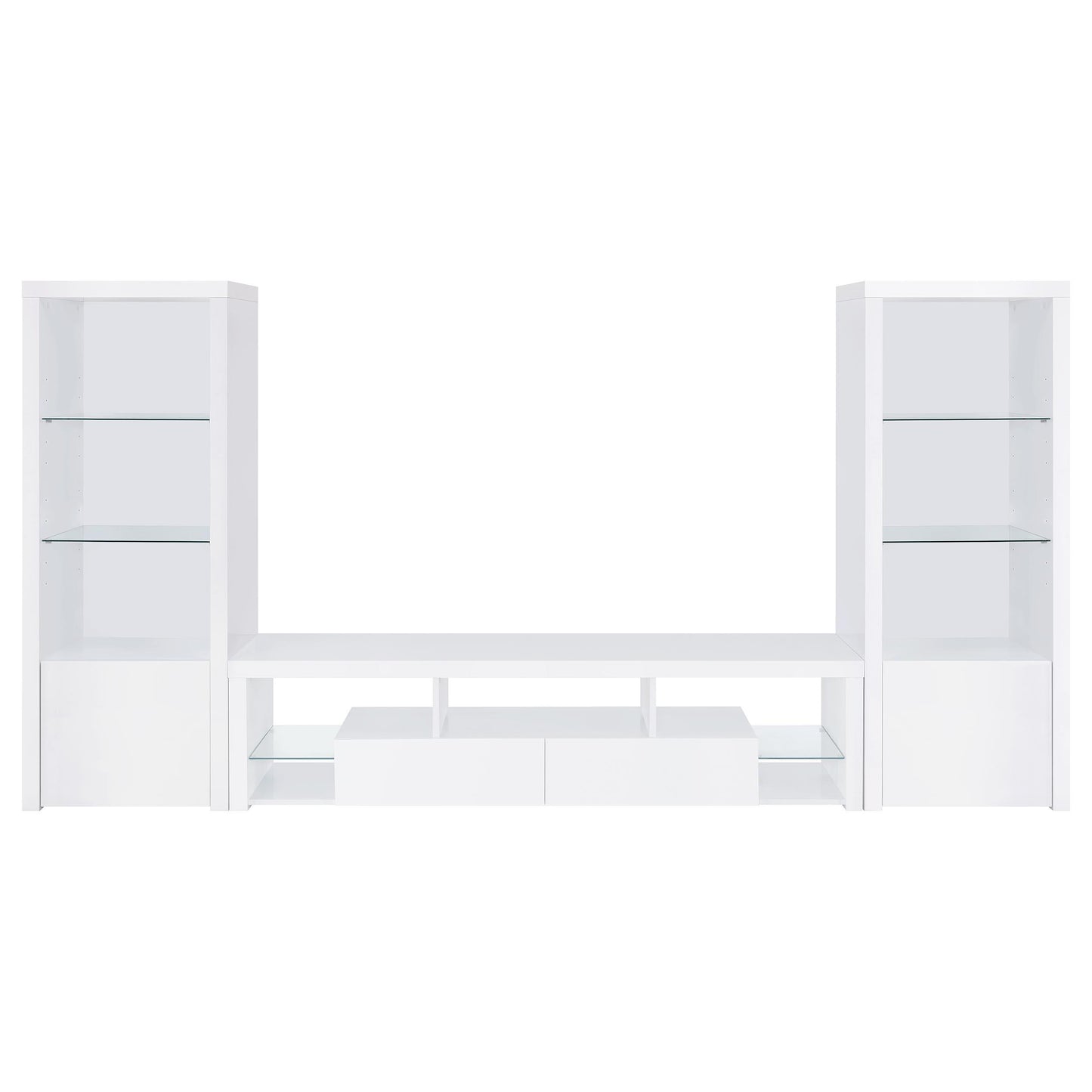 Coaster Furniture Jude 704251-SET 3-Piece Entertainment Center with 71" TV Stand - White High Gloss IMAGE 1