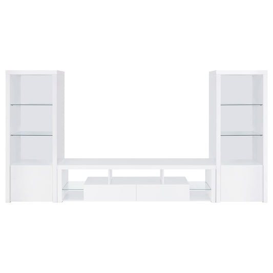 Coaster Furniture Jude 704251-SET 3-Piece Entertainment Center with 71" TV Stand - White High Gloss IMAGE 1