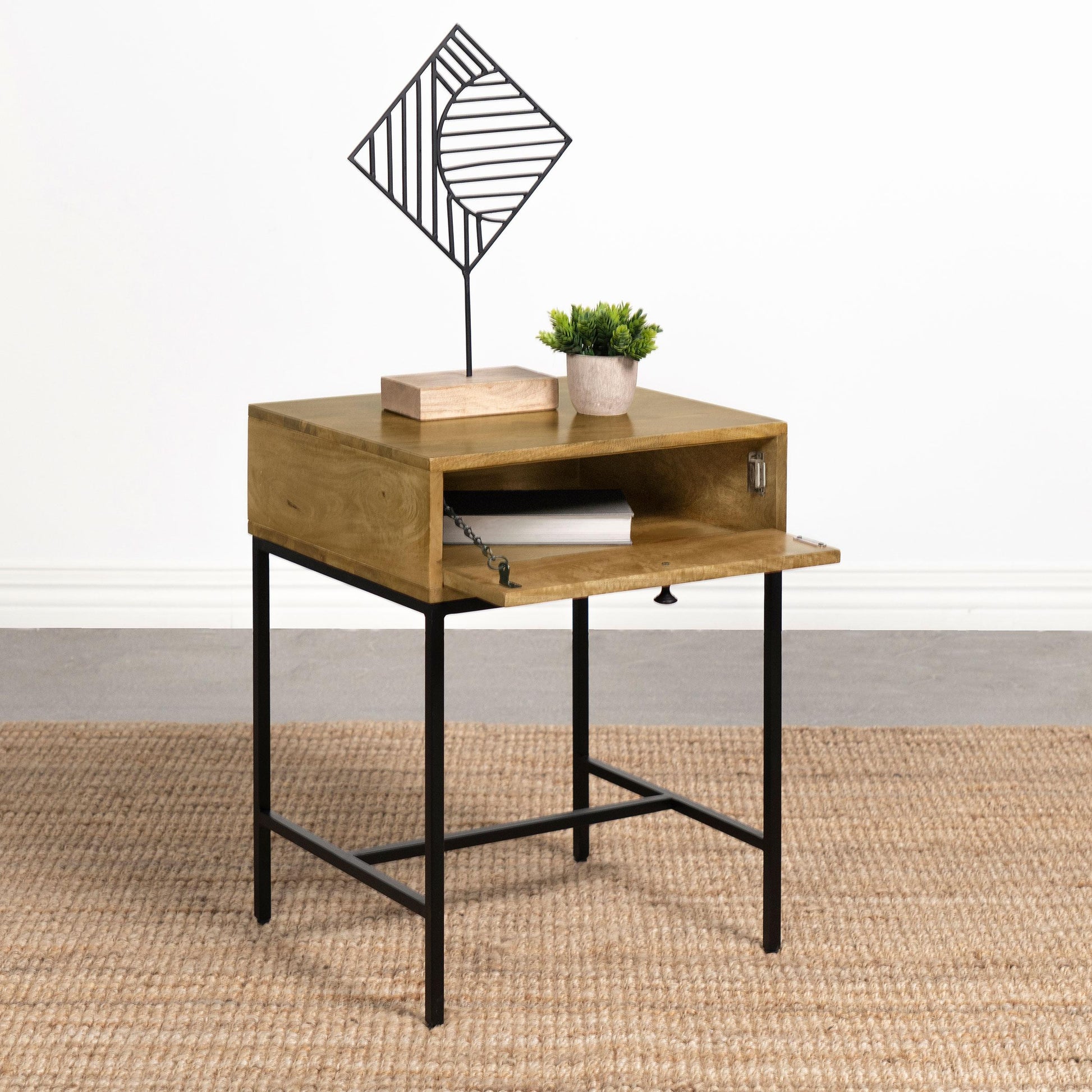 Coaster Furniture Stephie 704697 Rectangular Side End Table with Storage - Honey Brown IMAGE 3