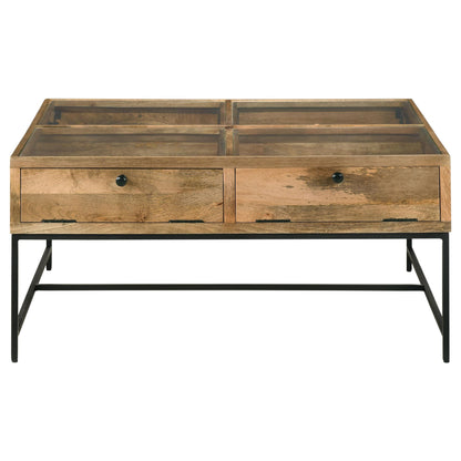  Coaster Furniture Stephie 704698 4-Drawer Square Glass Top Coffee Table - Honey Brown IMAGE 4